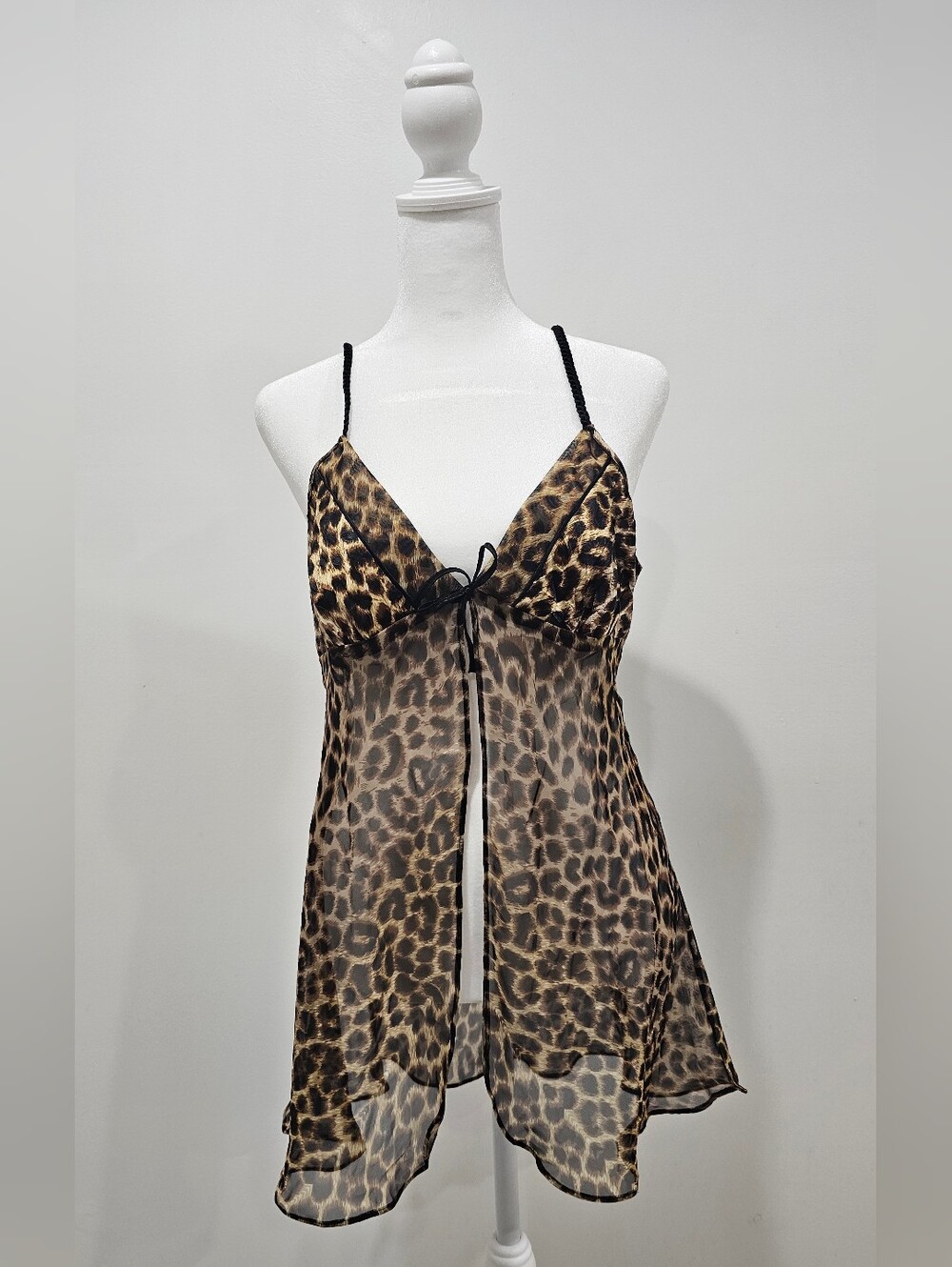 Gilligan & O'Malley Leopard Sheer Babydoll in Brown